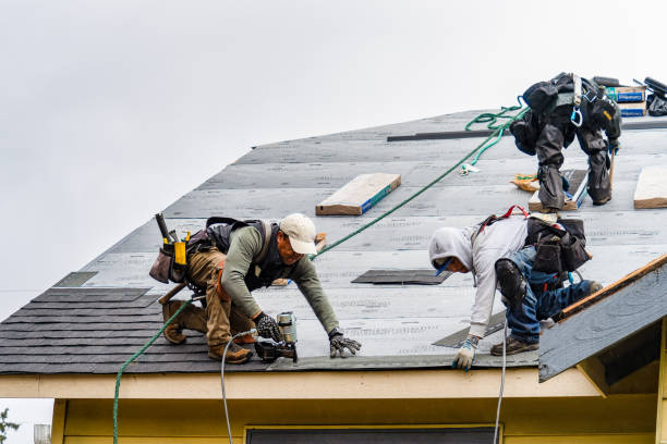 Professional Gutter Installation technician working in Olin, IA